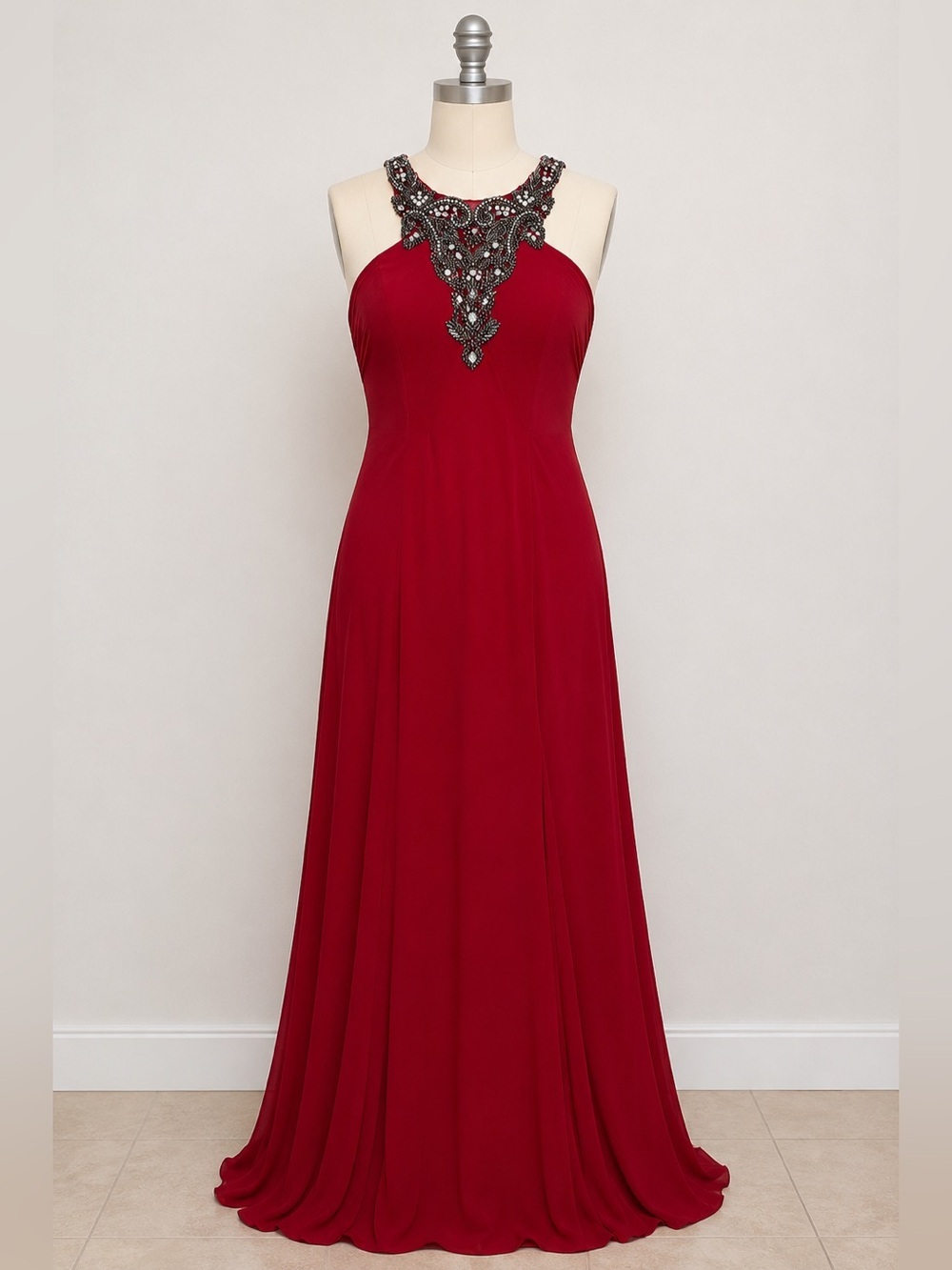 COYA Deep Red Beaded Gothic Gown NWT Vegas Mob Wife Formal Dress M